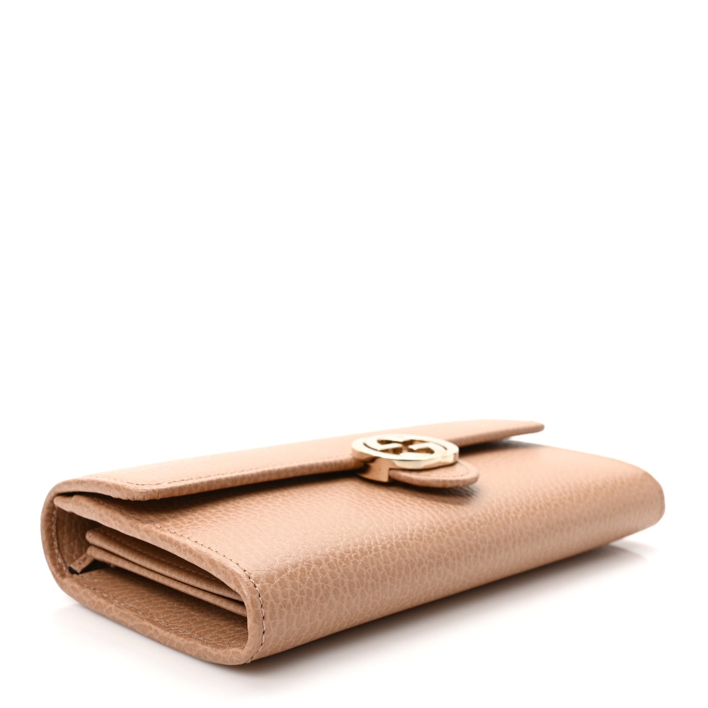Dollar Calfskin Interlocking G Continental Wallet Camelia