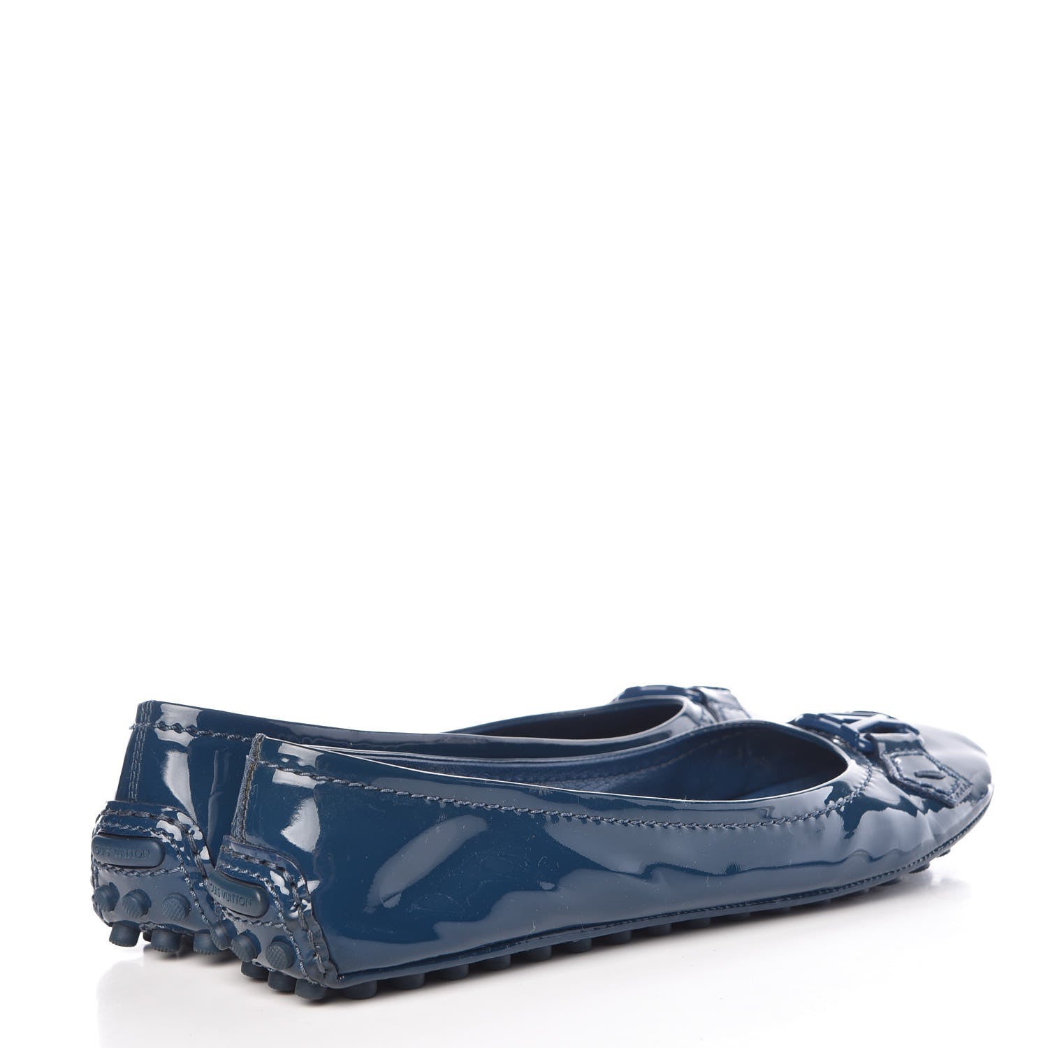 Louis Vuitton Patent Calfskin Oxford Ballerina Flats 37 Blue 4 of 13