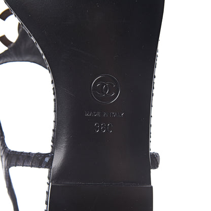 Chanel Fantasy Goatskin Suede CC Chain Thong Sandals 36 Navy Black 5 of 8