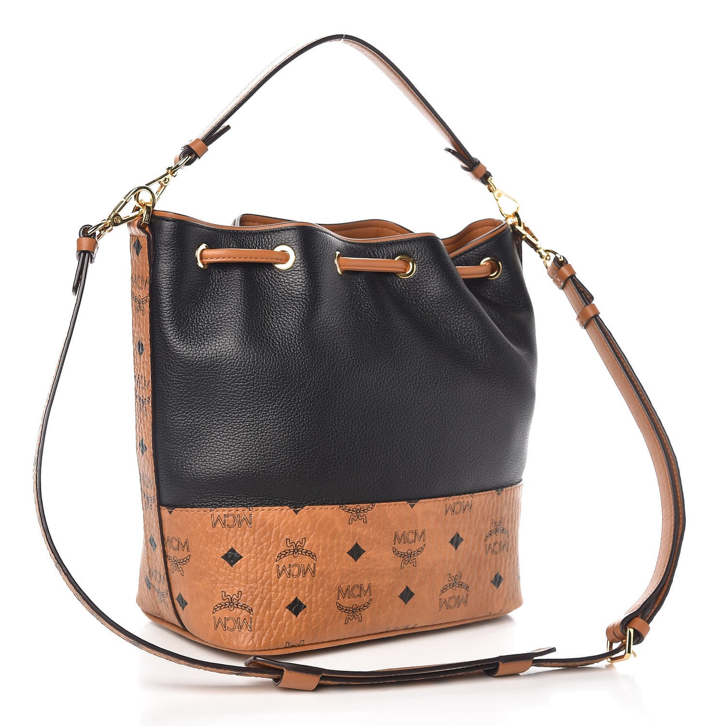 Calfskin Visetos Geonautic Bucket Bag Black