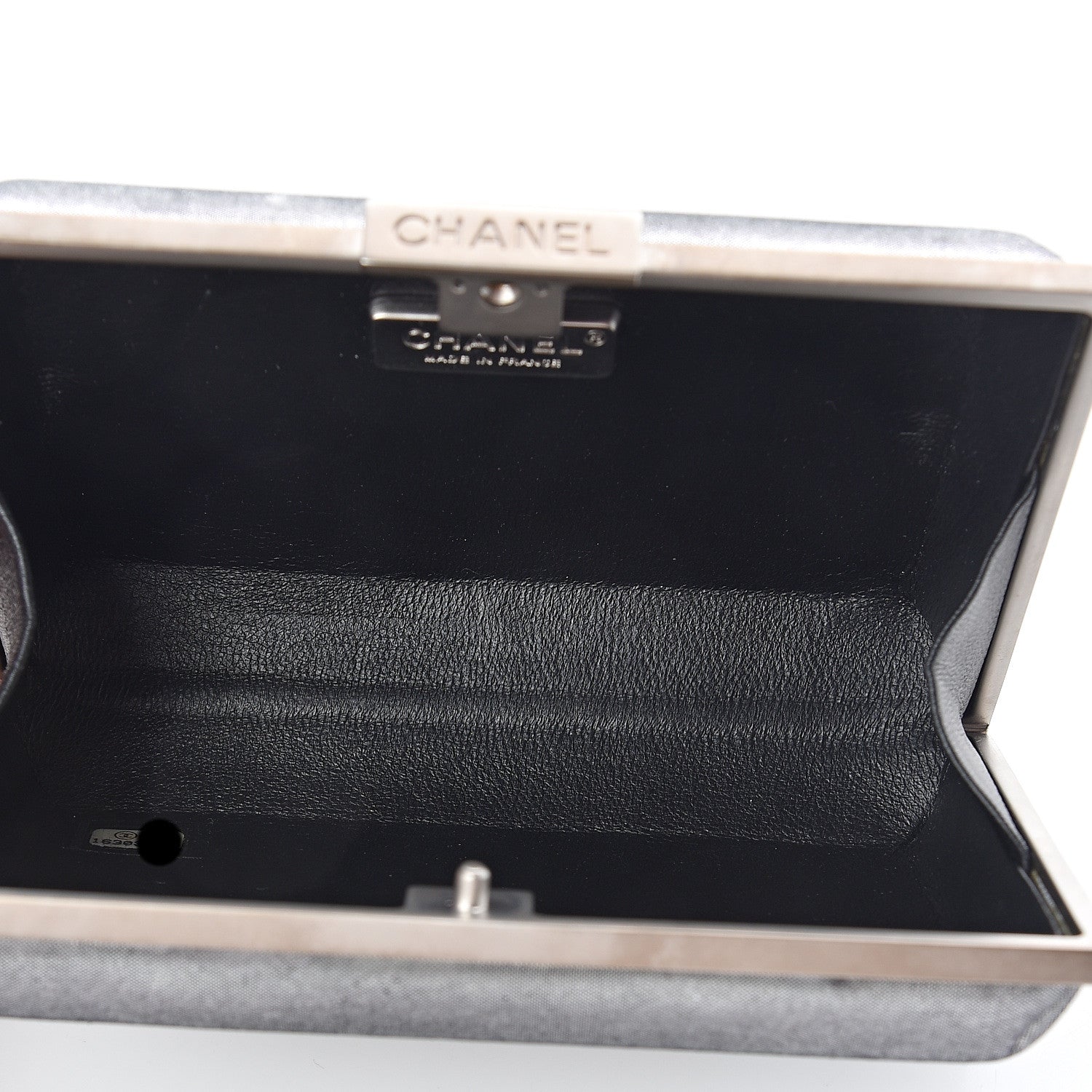Chanel Iridescent Calfskin Quilted CC Lock Evening Clutch Silver 4 of 6