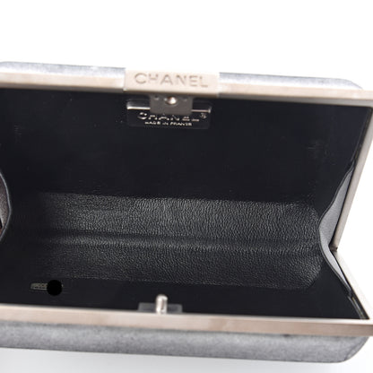 Chanel Iridescent Calfskin Quilted CC Lock Evening Clutch Silver 4 of 6