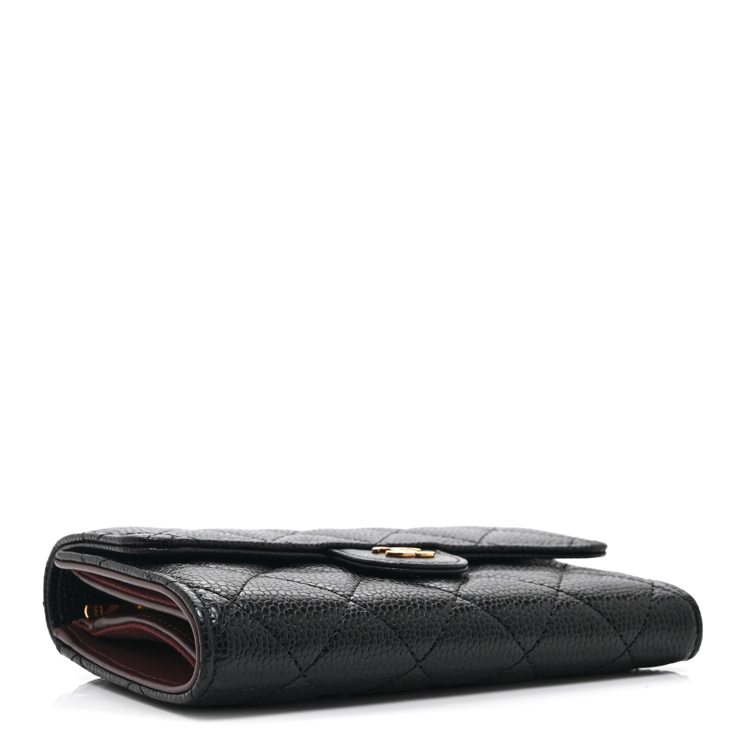 Caviar Quilted Medium Flap Wallet Black