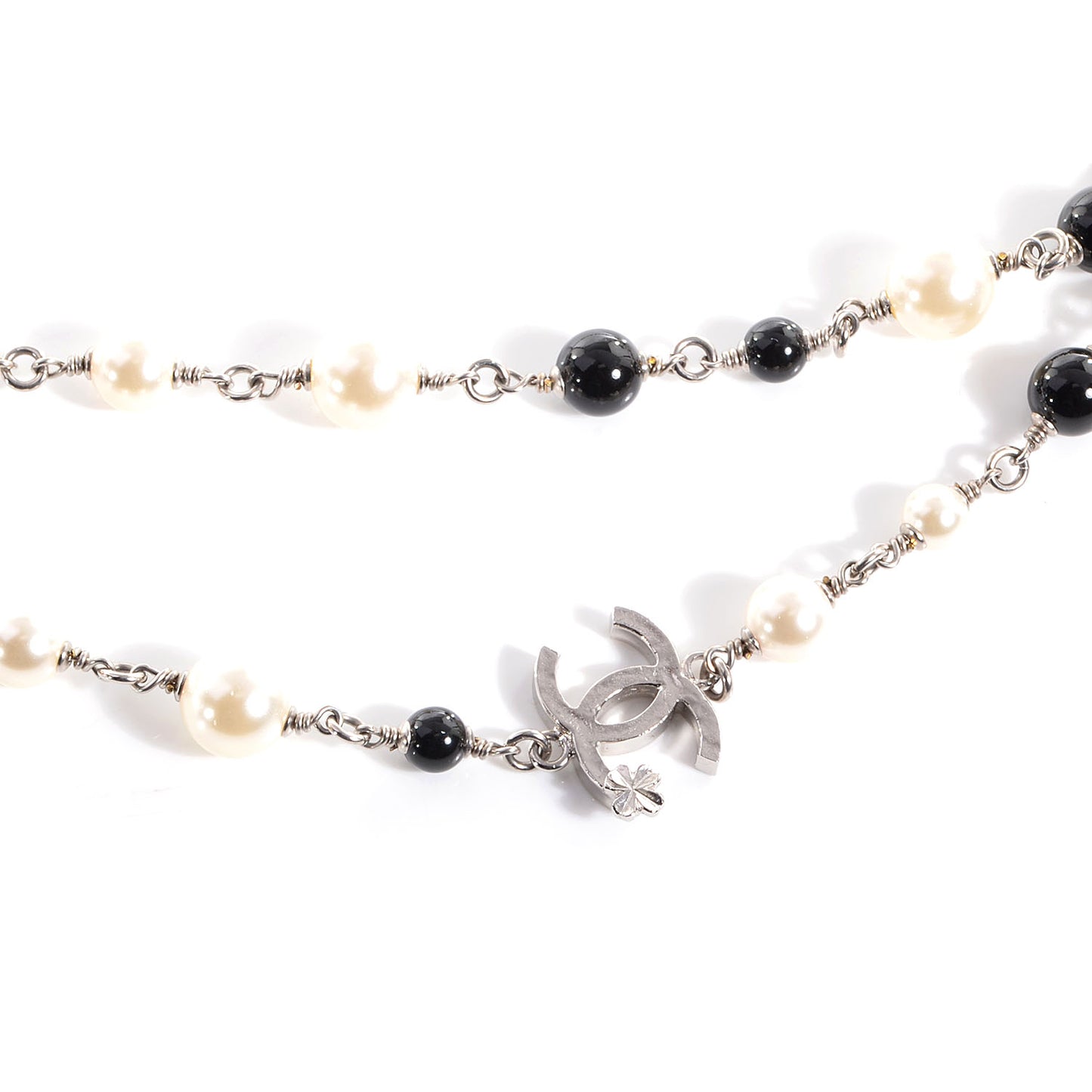 Pearl CC Clover Beaded Long Necklace