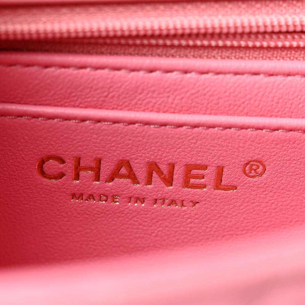 Addition Icon Pink Chanel Lambskin Quilted Mini Top Handle Rectangular Flap Pink 1999999 ...