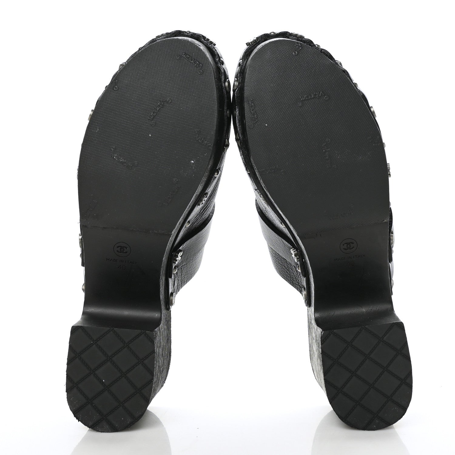 Chanel Calfskin CC Lucky Charms Studded Clogs 40 Black 5 of 8