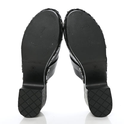 Chanel Calfskin CC Lucky Charms Studded Clogs 40 Black 5 of 8