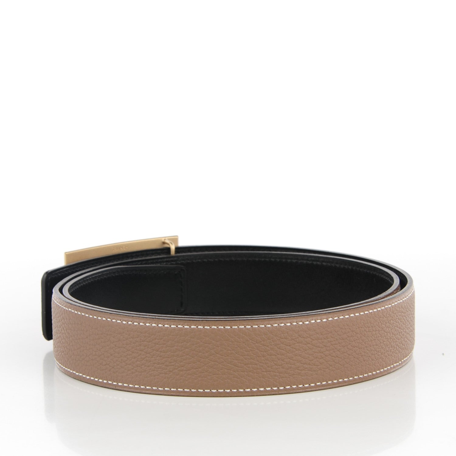 Hermes Box Togo 32mm Collier De Chien CDC Belt 85 Black Etoupe 3 of 8