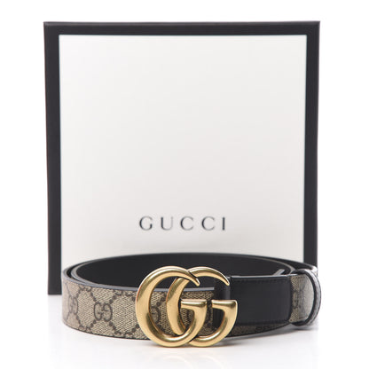 Gucci GG Supreme Monogram Matte Plutone Calfskin Double G 30mm Belt 95 38 Beige Ebony Black 6 of 6