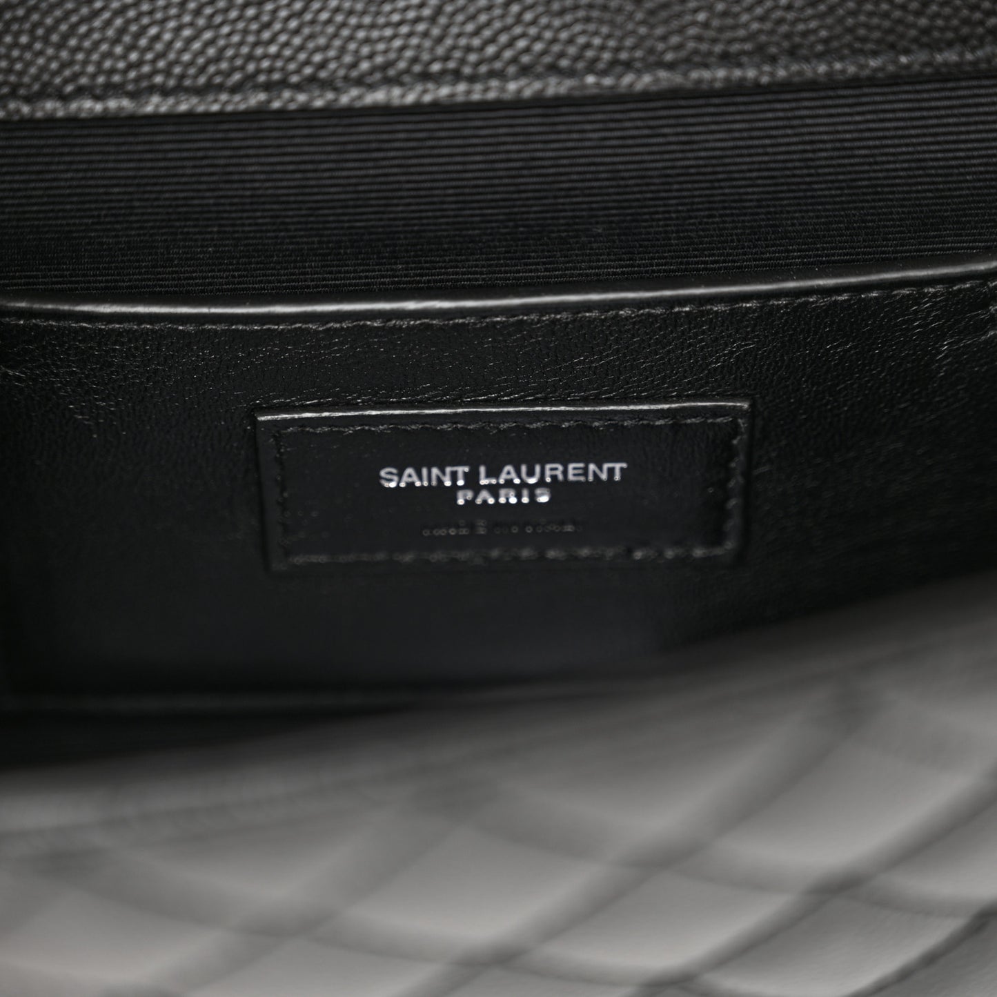 Grain De Poudre Textured Mixed Matelasse Triquilt Small Monogram Satchel Black