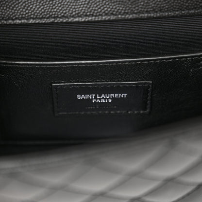 Saint Laurent Grain De Poudre Textured Mixed Matelasse Triquilt Small Monogram Satchel Black 6 of 10