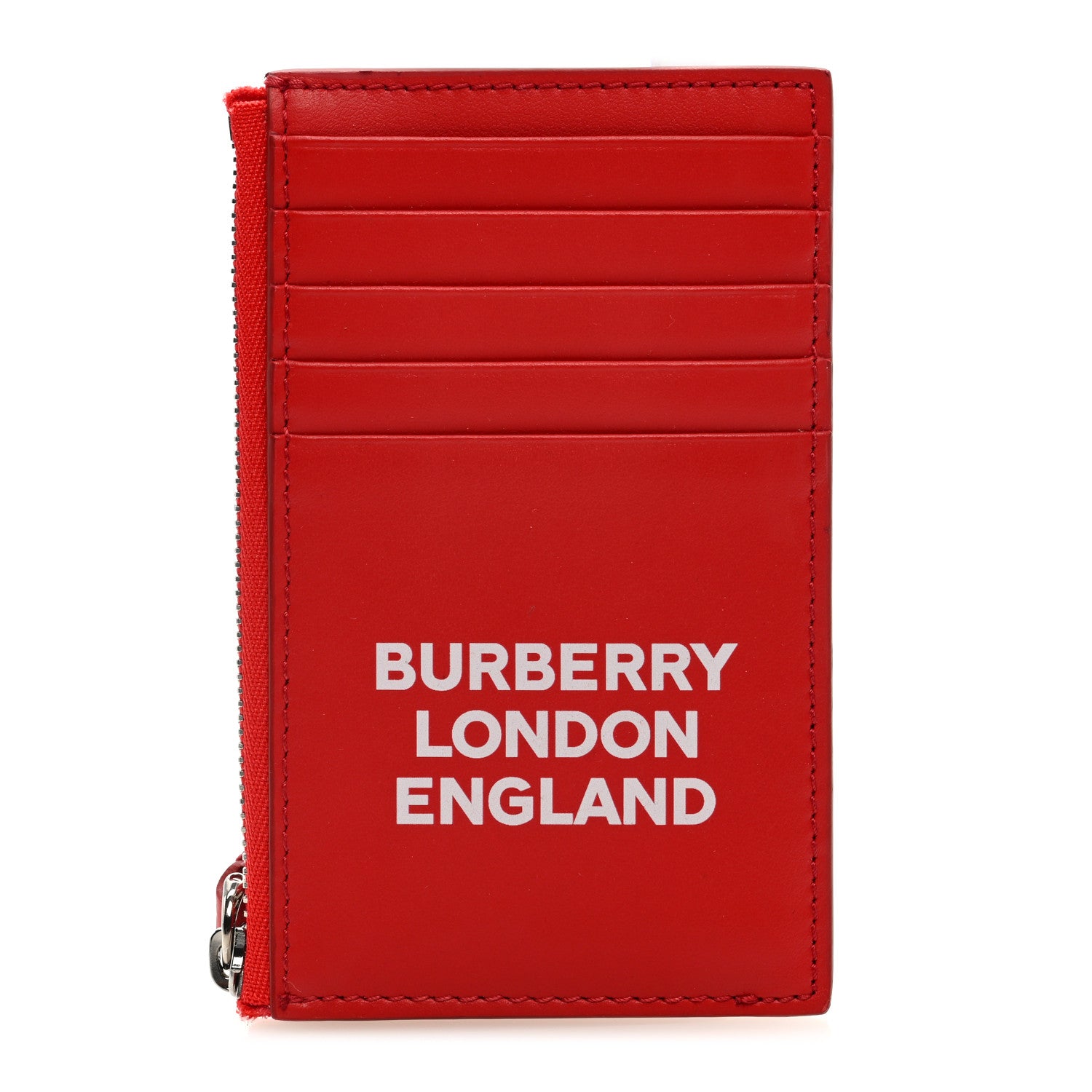 Burberry Calfskin London England Print Logo Card Holder Red 1 of 6