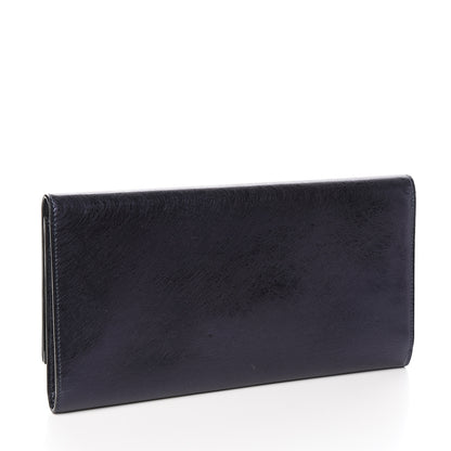 Jimmy Choo Metallic Spazzolato Etched Maia Clutch Navy 3 of 7
