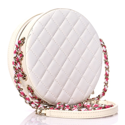 Chanel Lambskin Coco Lifesaver Round Bag Pink White 3 of 8