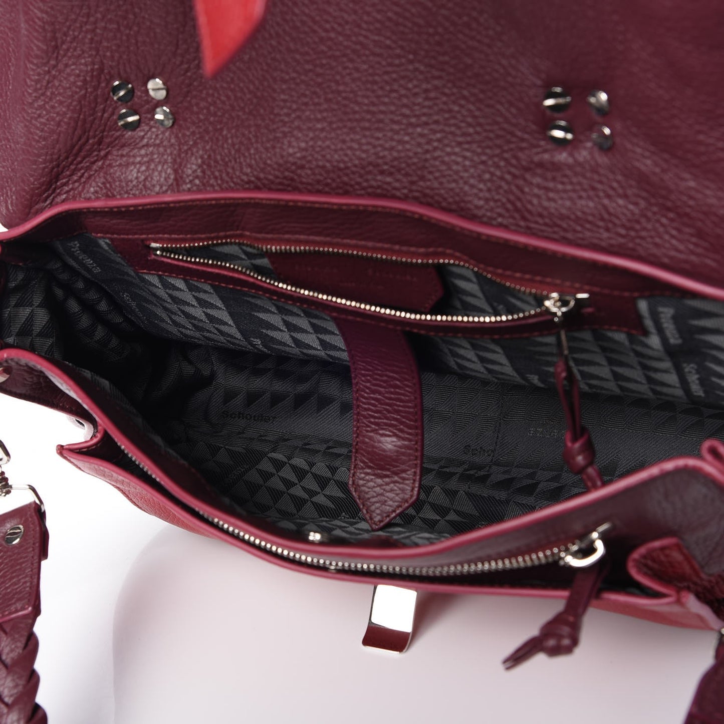 Grained Deerskin Medium Bicolor PS1 Satchel Burgundy Red