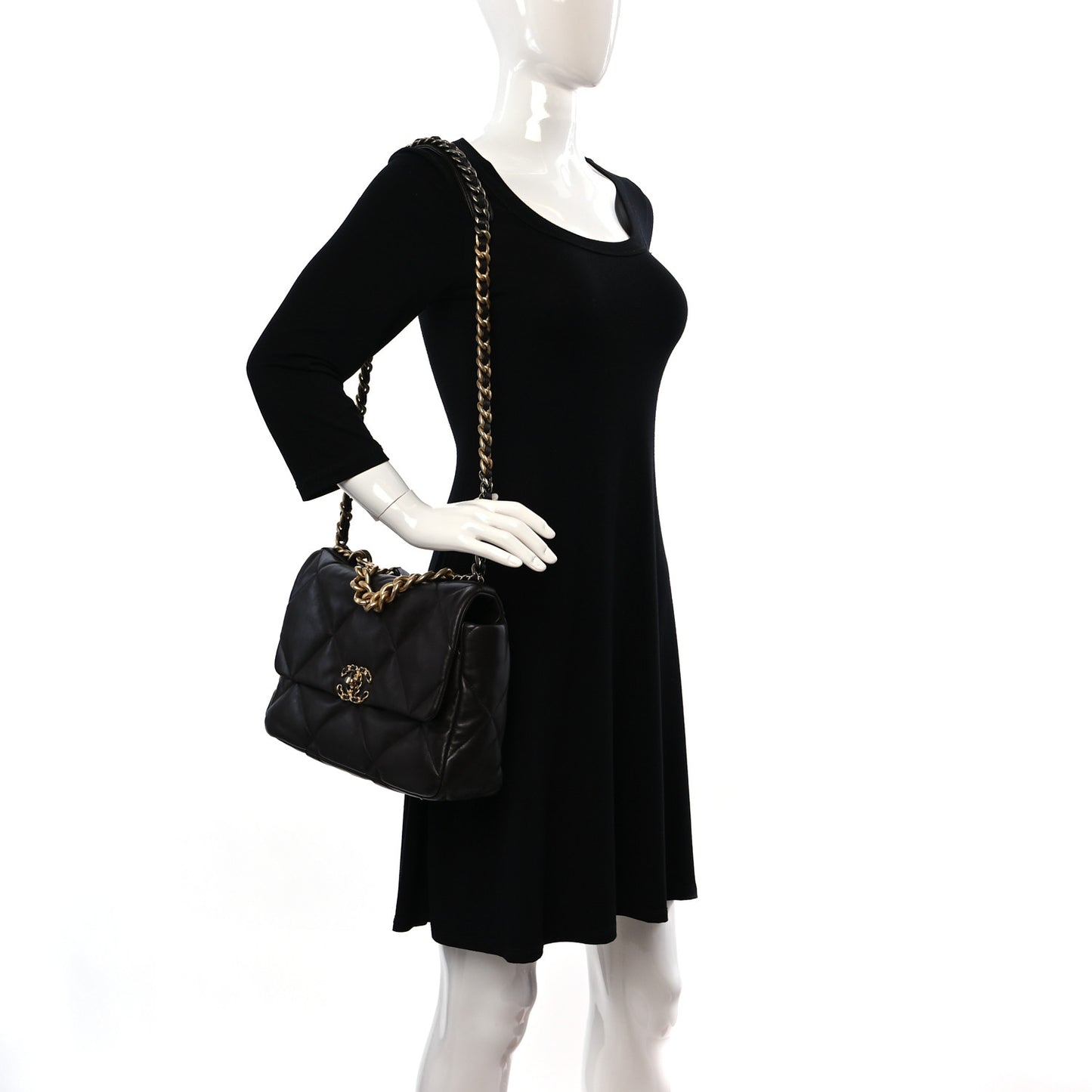 Lambskin Quilted Large Chanel 19 Flap Dark Brown