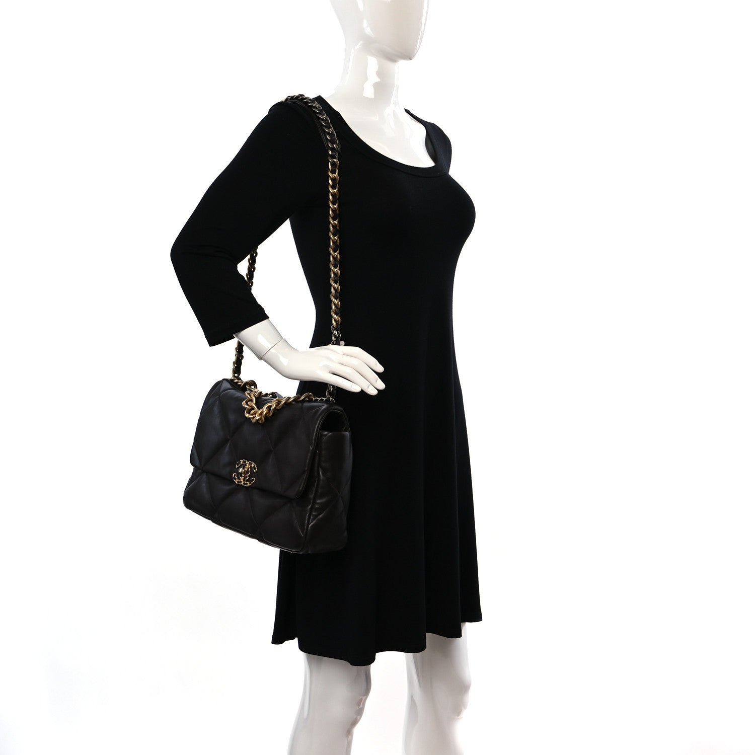 Chanel Lambskin Quilted Large Chanel 19 Flap Dark Brown 2 of 10