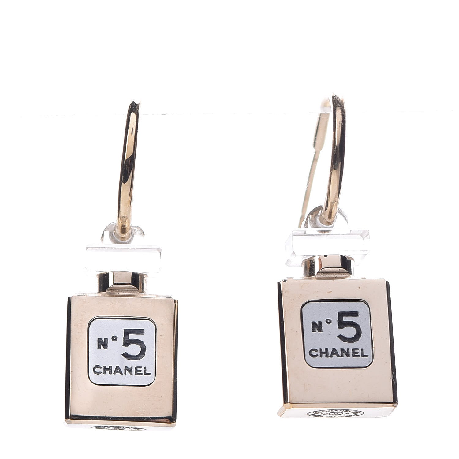 Chanel N°5 Perfume Bottle CC Drop Earrings Gold 1 of 4