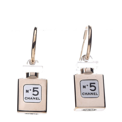 Chanel N°5 Perfume Bottle CC Drop Earrings Gold 1 of 4