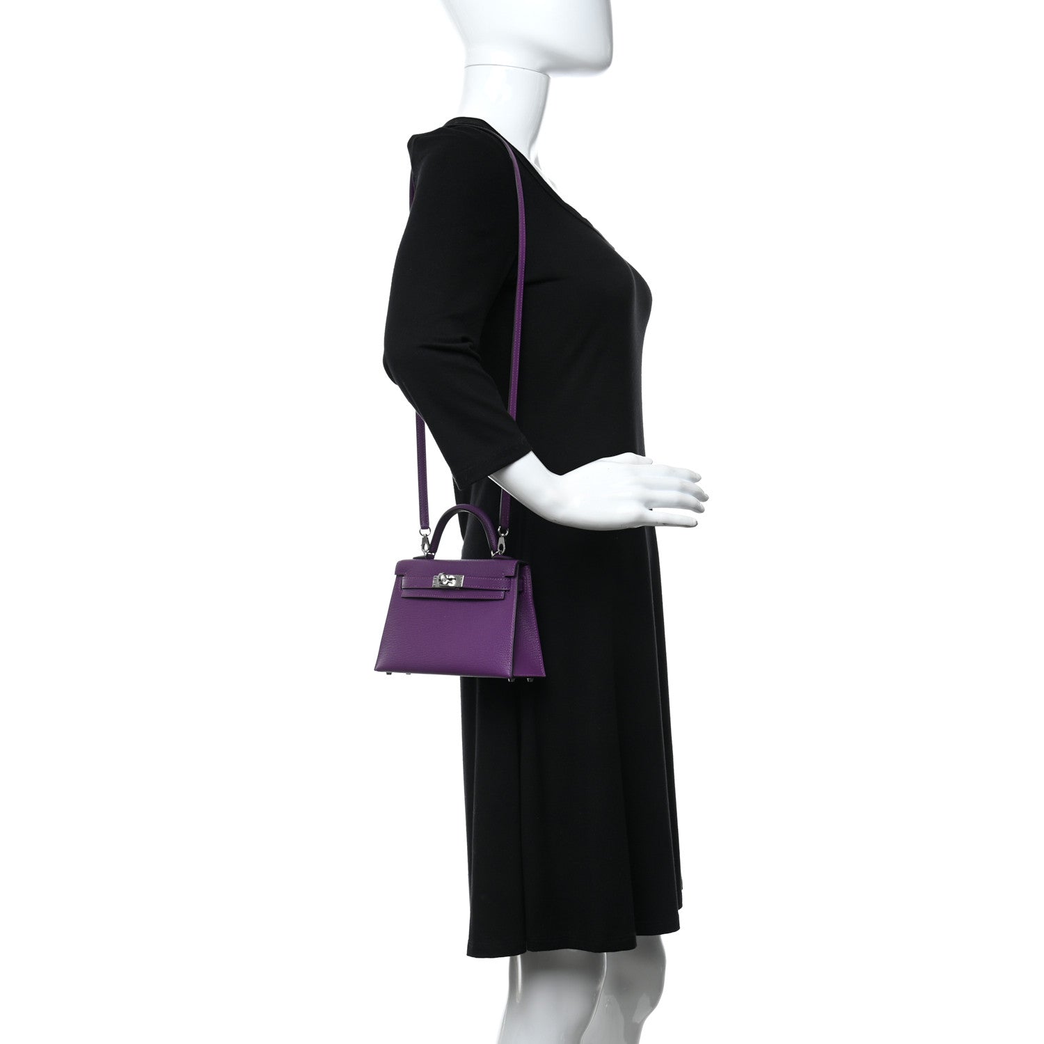 Hermes Chevre Mysore Verso Mini Kelly Sellier 20 Violet Bleu Marine 2 of 9