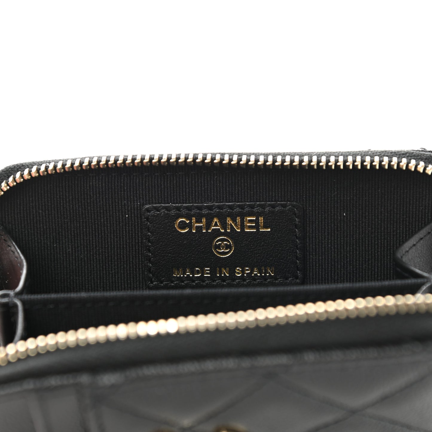 Caviar Quilted Studded CC Zip Card Holder Black