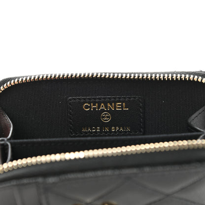Chanel Caviar Quilted Studded CC Zip Card Holder Black 6 of 8