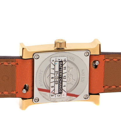 Hermes Stainless Steel Swift 17.2mm Heure H Hour Double Tour Quartz Watch Orange 4 of 5