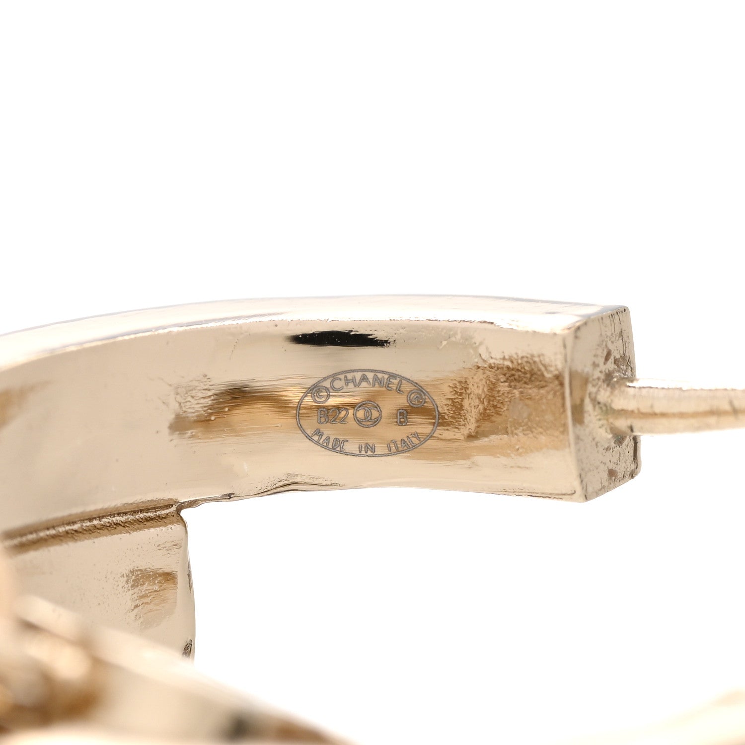 Chanel Crystal Pearl Logo Hoop CC Earrings Gold 4 of 5