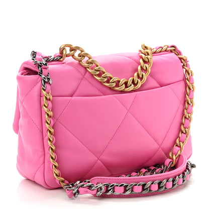 Chanel Shiny Lambskin Quilted Medium Chanel 19 Flap Neon Pink 1 of 10