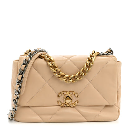 Chanel Lambskin Quilted Medium Chanel 19 Flap Light Beige 1 of 11