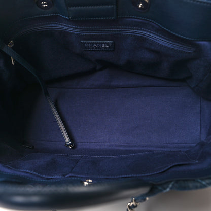 Chanel Denim Quilted Large Coco Handle Shopping Tote Blue 6 of 11