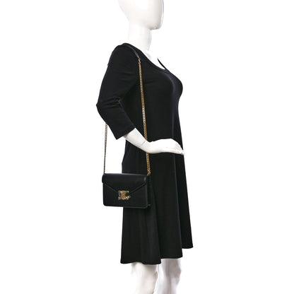 Celine Shiny Calfskin Triomphe Margo Wallet on Chain Black 2 of 11