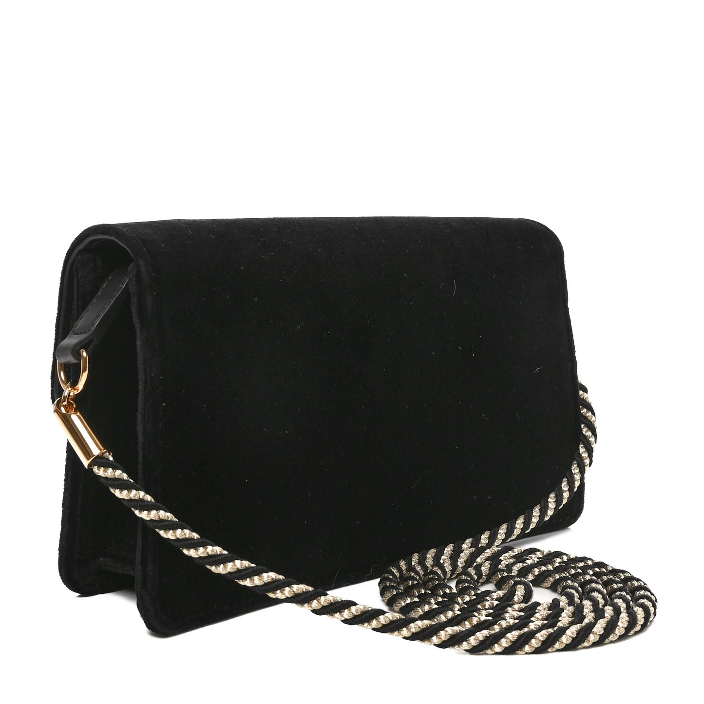 Velvet Crystal Square G Shoulder Bag Black