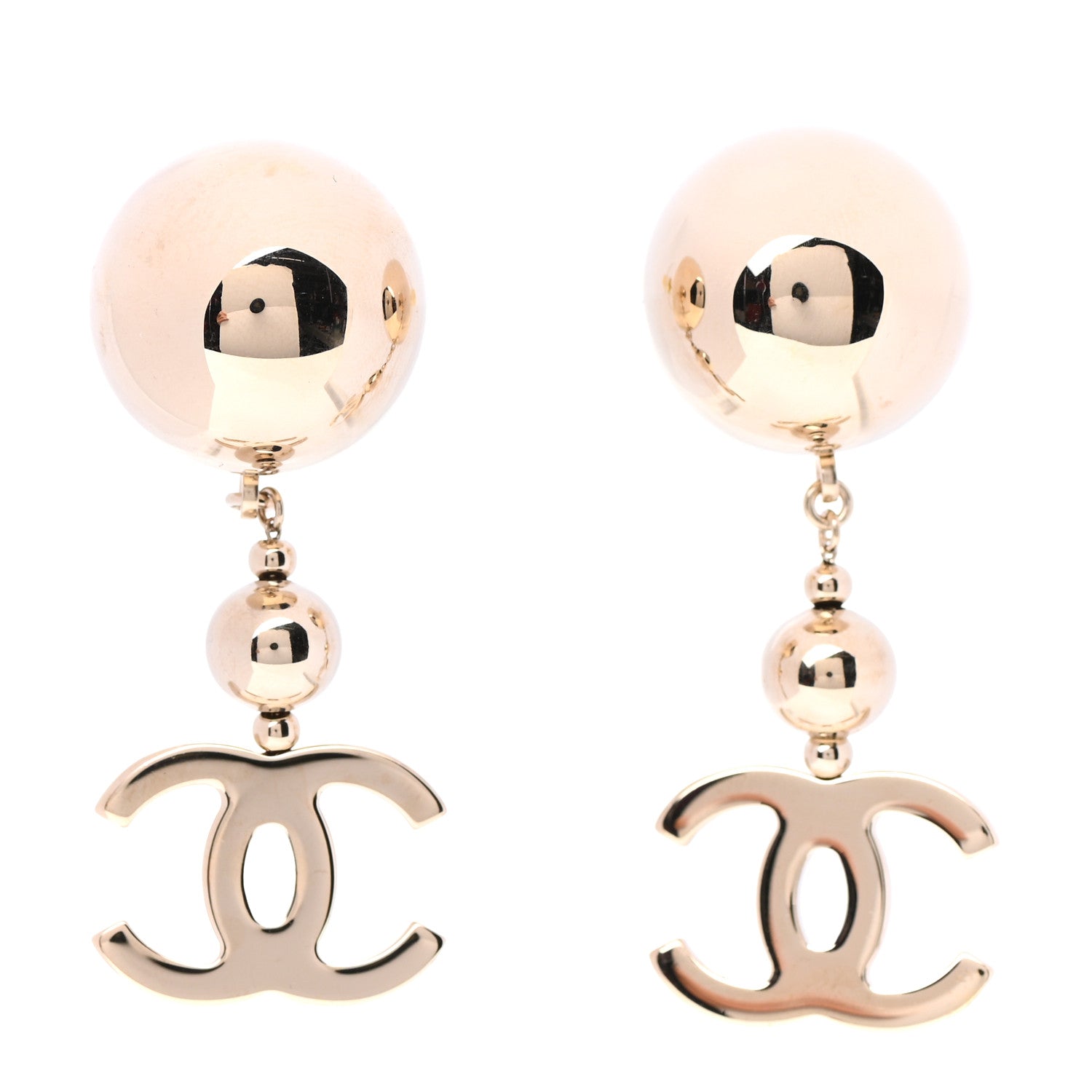 Chanel Metal CC Drop Earrings Gold 1 of 5