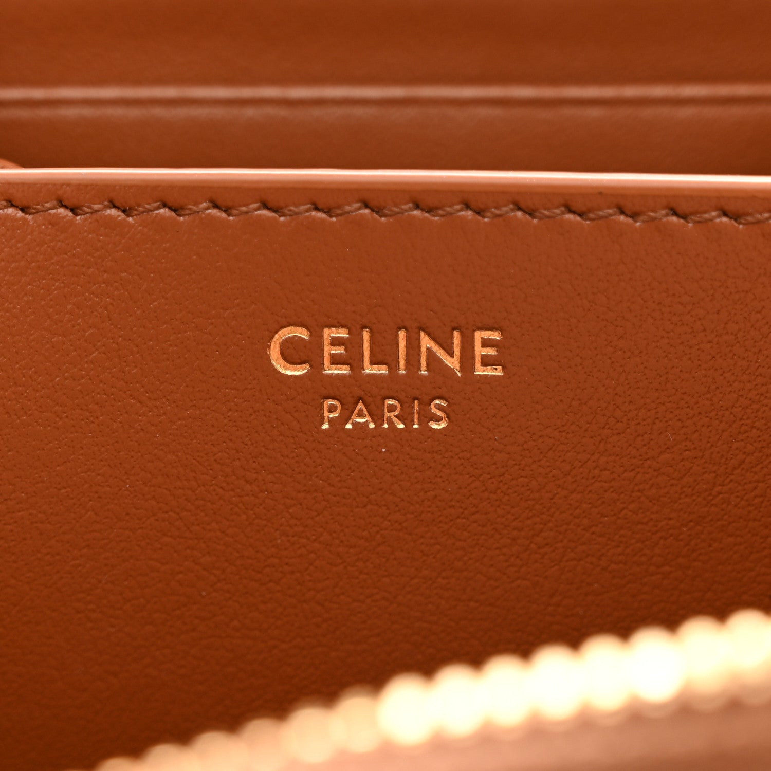 Celine Calfskin Triomphe Zipped Compact Wallet Tan 6 of 11