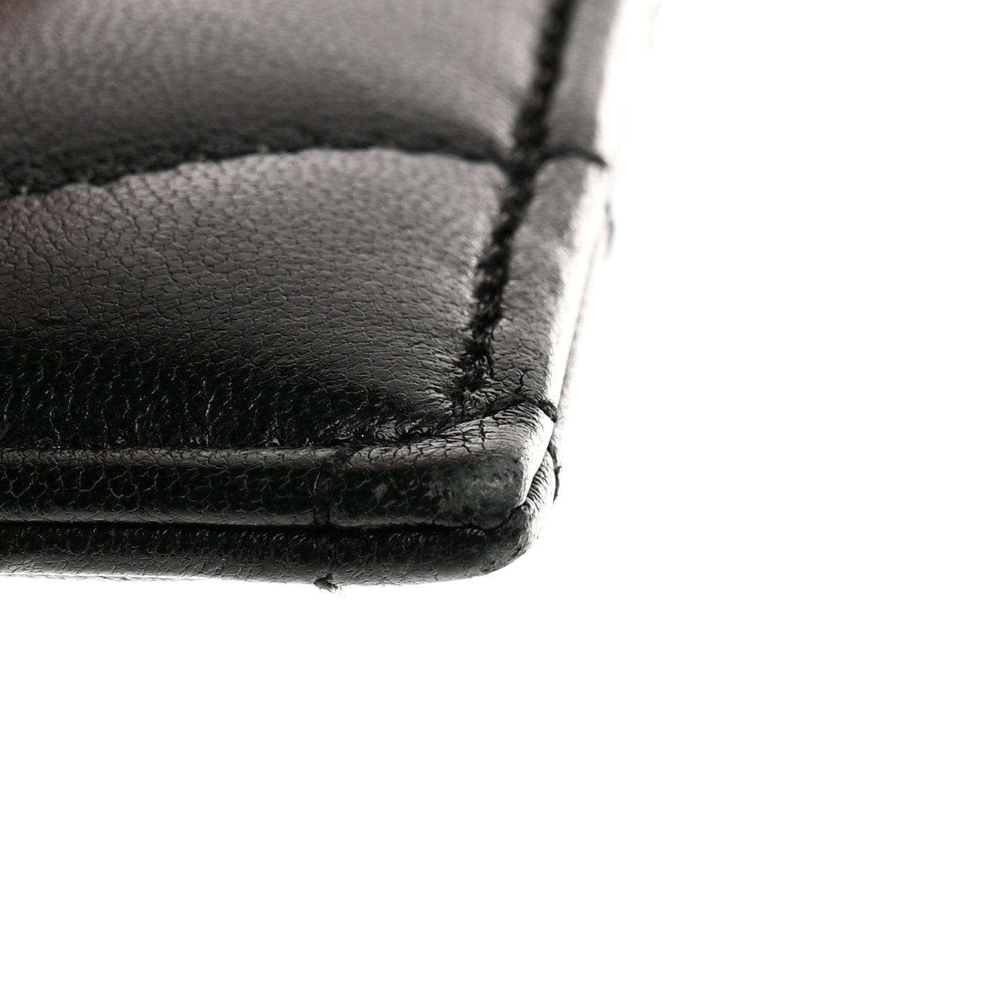 Calfskin Y Quilted Monogram LouLou Credit Card Case Black