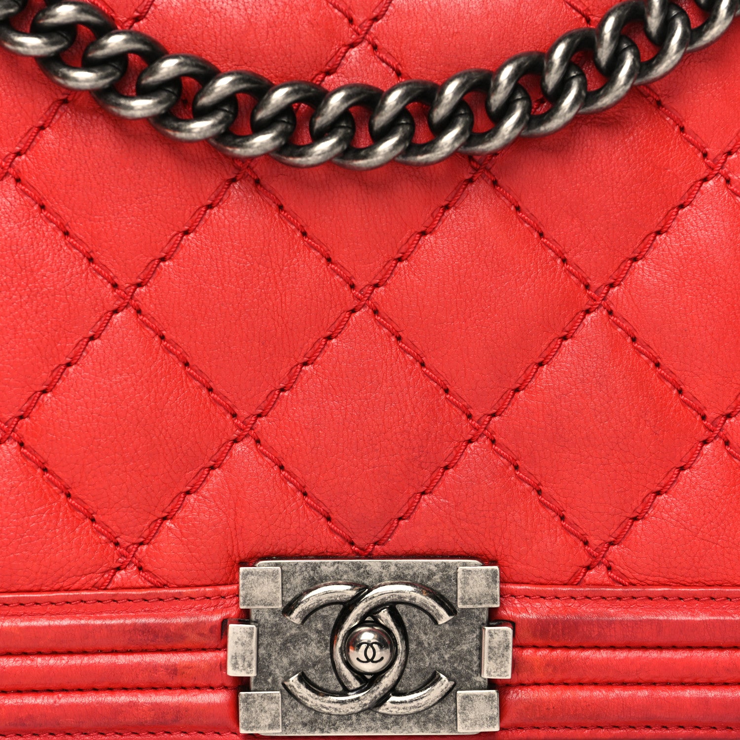 Chanel Calfskin Double Stitch New Medium Boy Flap Red 8 of 16