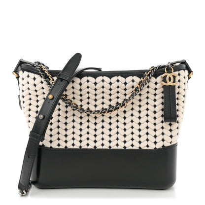 Chanel Wool Calfskin Medium Gabrielle Hobo Black White 1 of 10
