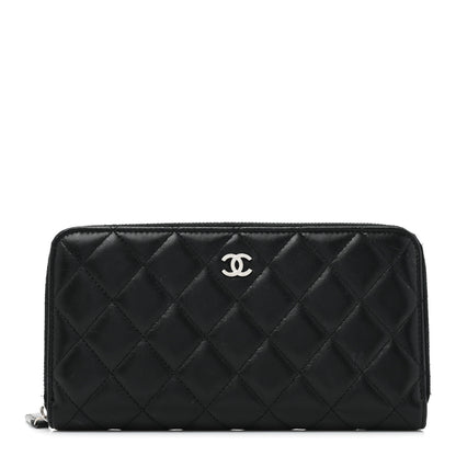 Chanel Lambskin Quilted Large Gusset Zip Around Wallet Black 1 of 18