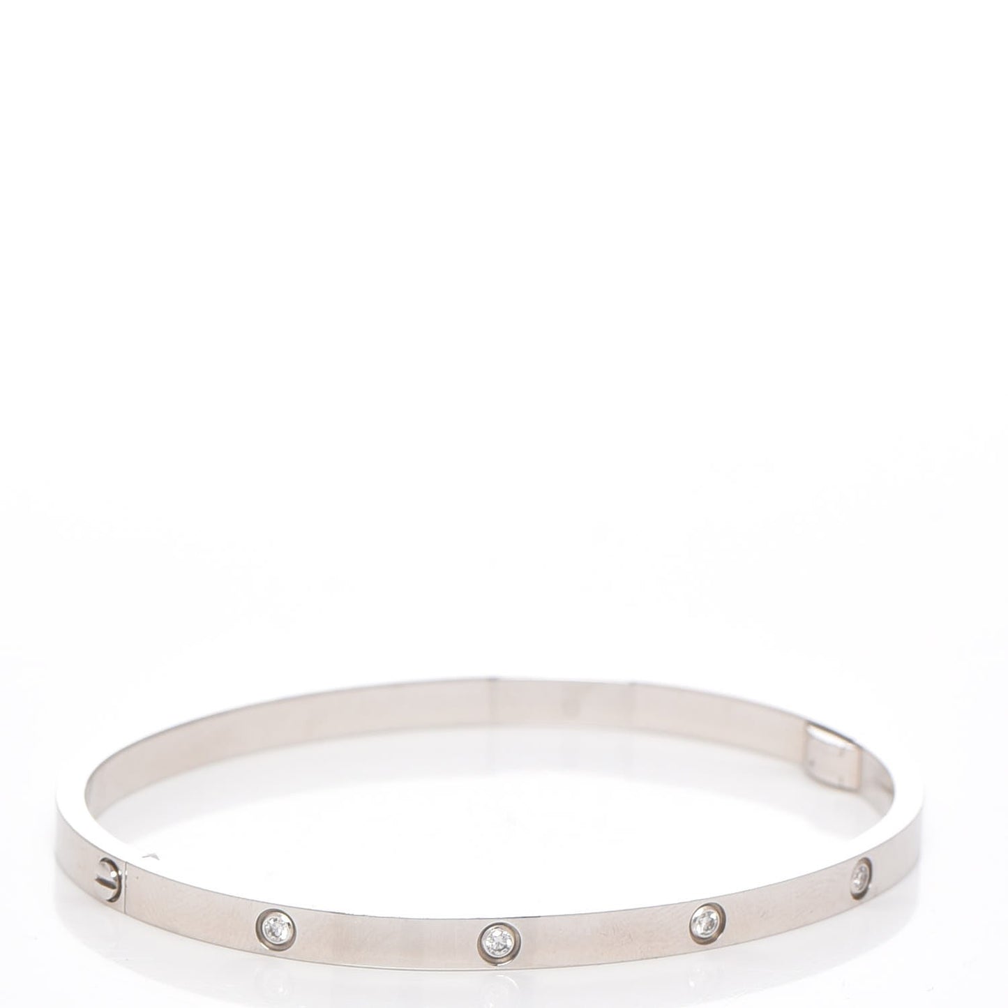 18K White Gold 10 Diamond Small LOVE Bracelet 17