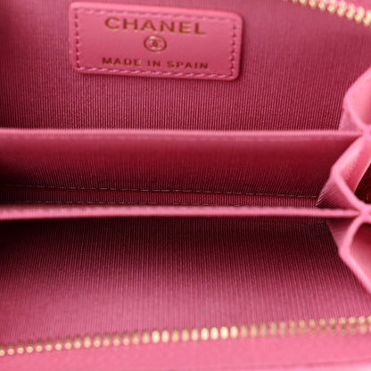 Chanel Caviar Quilted Enamel CC Zip Around Coin Purse Pink 6 of 11