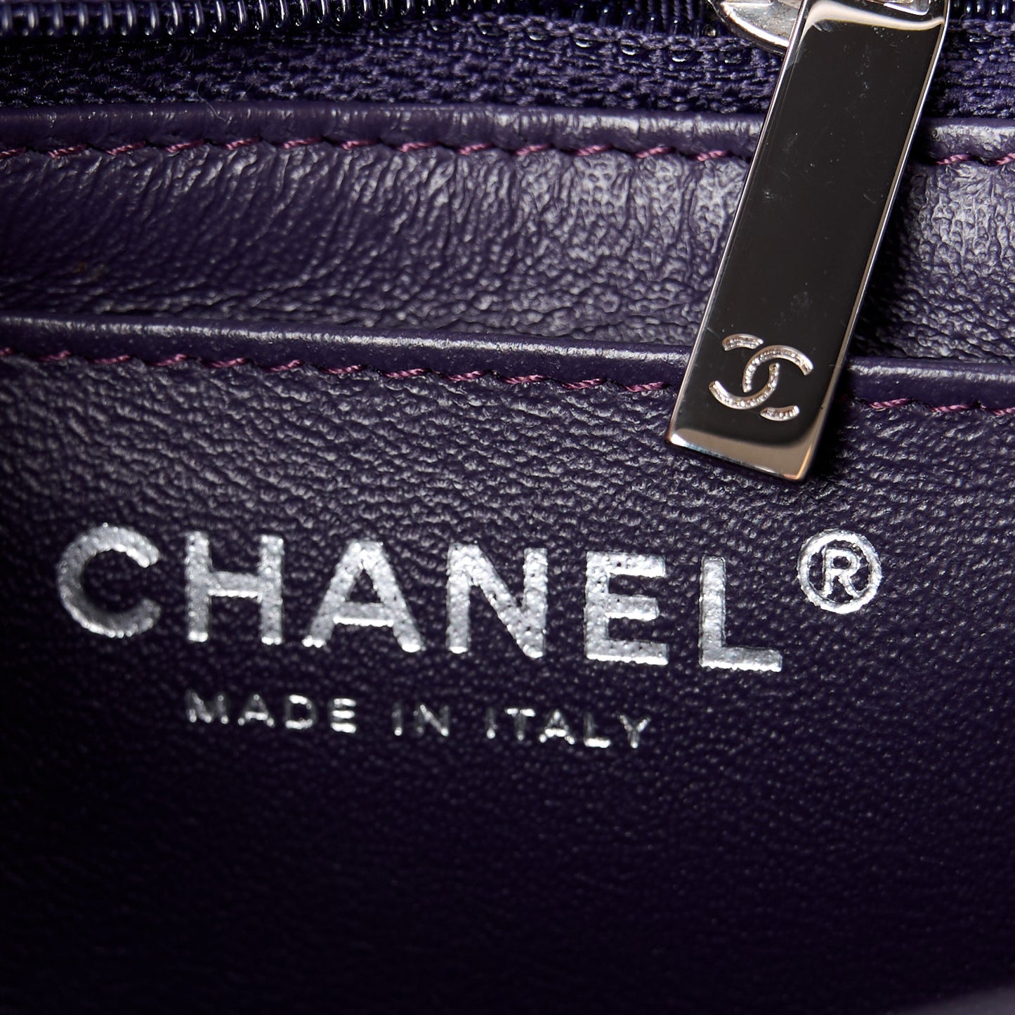 Patent Calfskin Quilted Mini Square Flap Purple