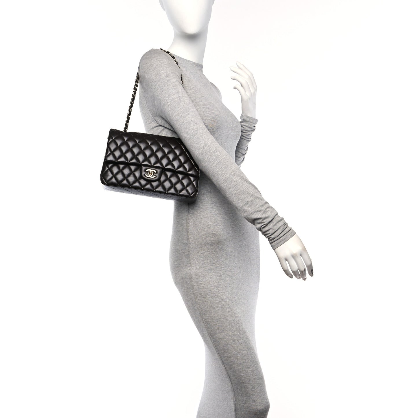 Lambskin Quilted Medium Double Flap Dark Brown