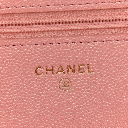 Chanel Iridescent Caviar Quilted Wallet on Chain WOC Rose Pink 6 of 10