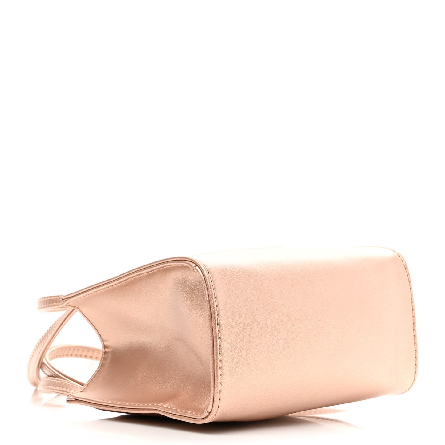 Metallic Vegan Leather Small Shopping Bag Copper