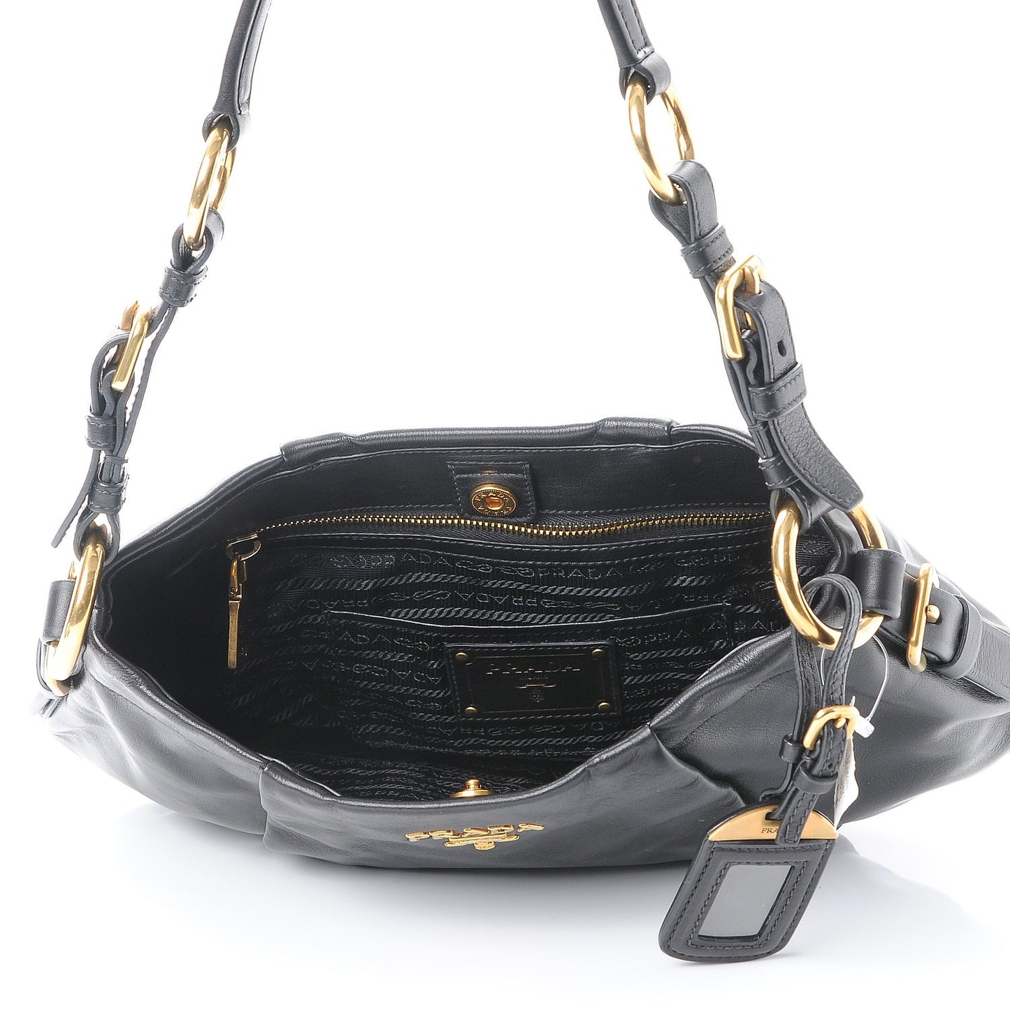 Soft Calf Pleated Hobo Black