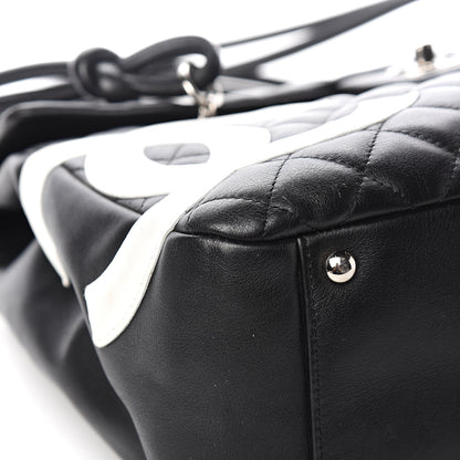 Chanel Calfskin Quilted Large Cambon Flap Black White 8 of 13