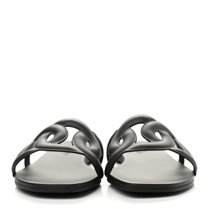 Hermes Rubber Aloha Sandals 38 Black 2 of 8