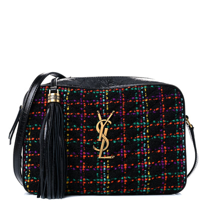 Saint Laurent Tweed Calfskin Monogram Lou Camera Bag Black 1 of 11