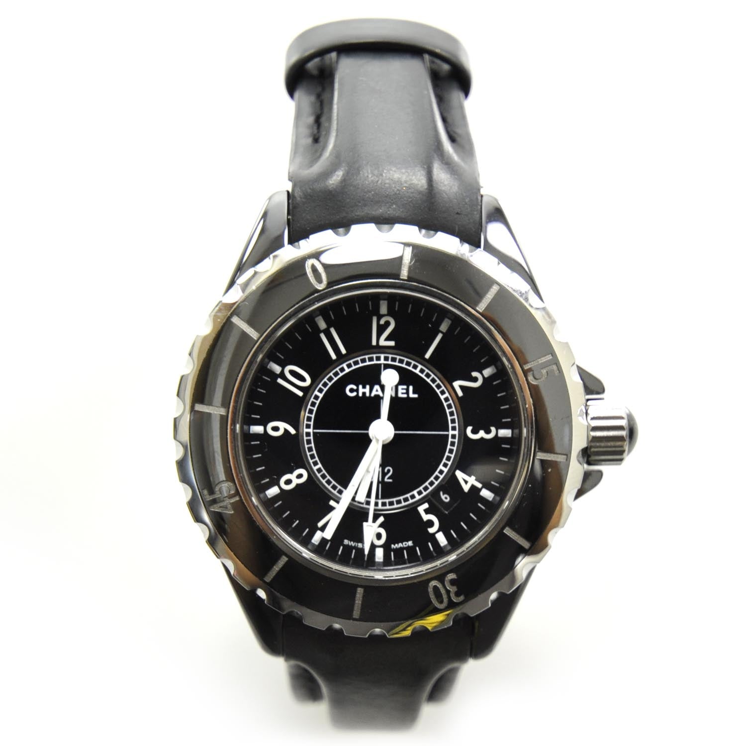 Chanel Stainless Steel Ceramic Calfskin 33mm J12 Quartz Watch Black 1 of 8